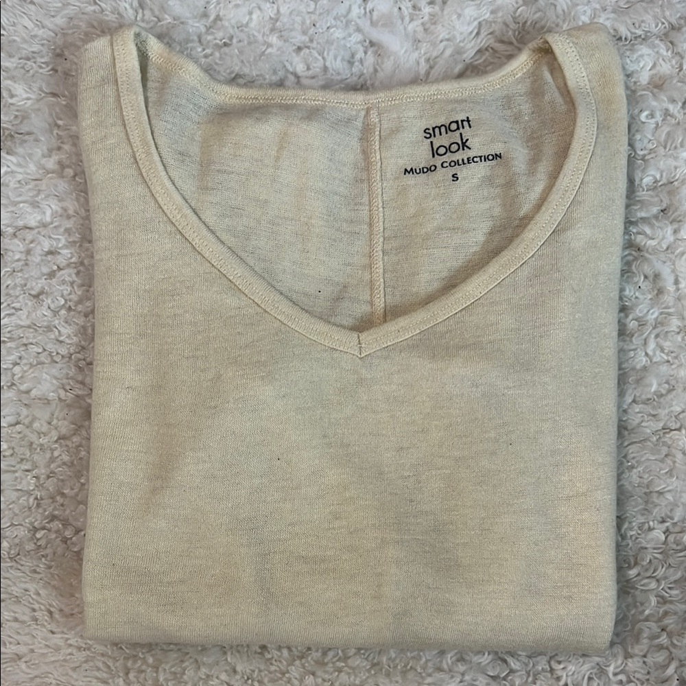 Worn Once - Mudo Womens Smart Look Cream V-Neck Sweater S